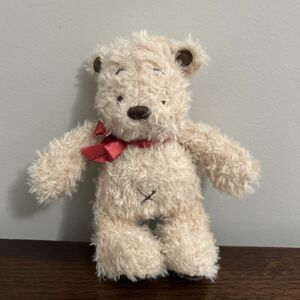 Kawaii Classic Toy Co. Teddy Bear Plush Patches Stitch Stitches Red Ribbon 7"